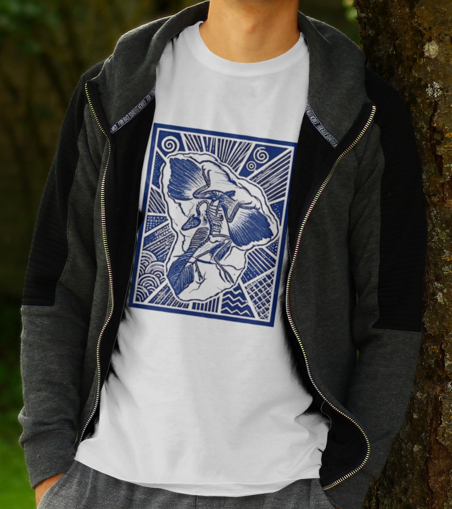 Archaeopteryx Fossil Linocut Prehistoric Bird Paleontology Biology T-Shirt