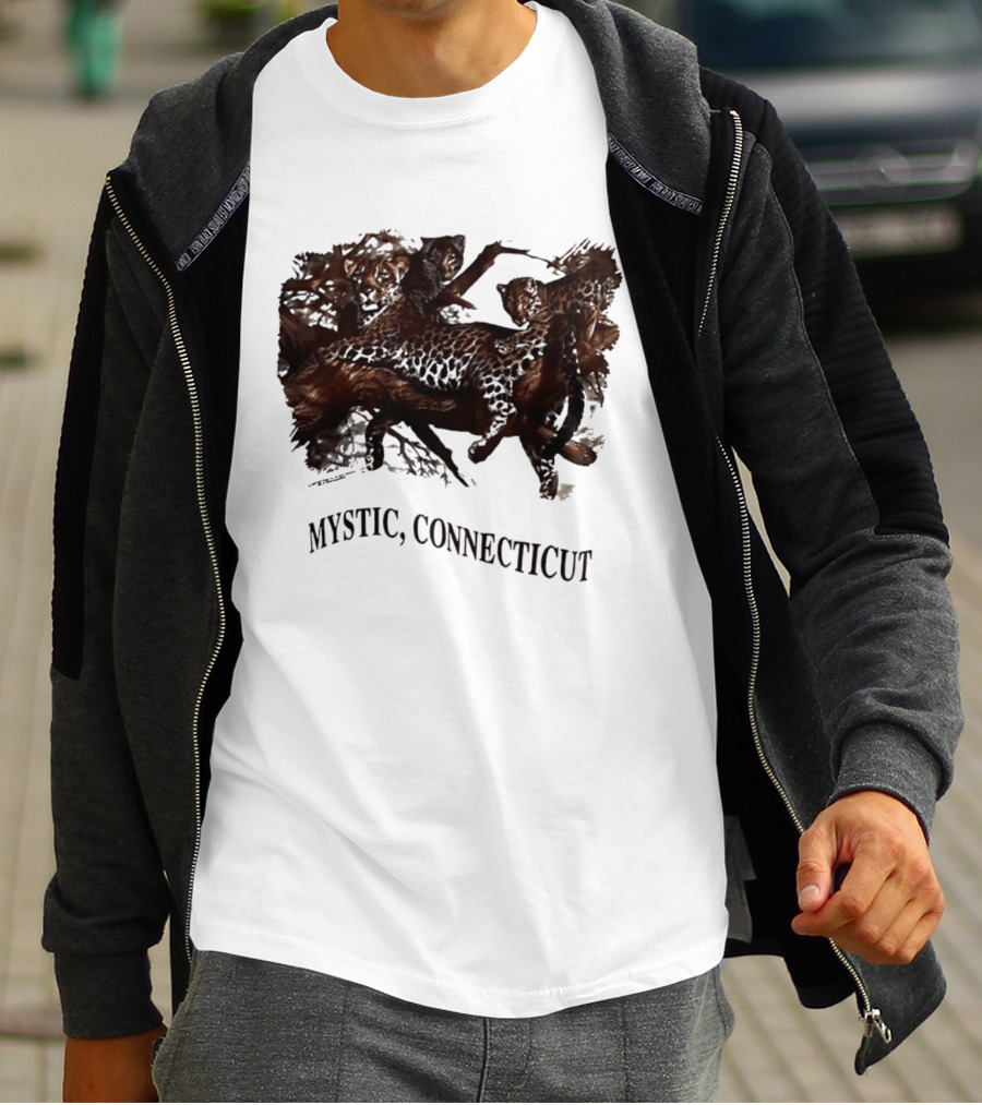 Mystic Connecticut Cheetah Panther Lion T-Shirt