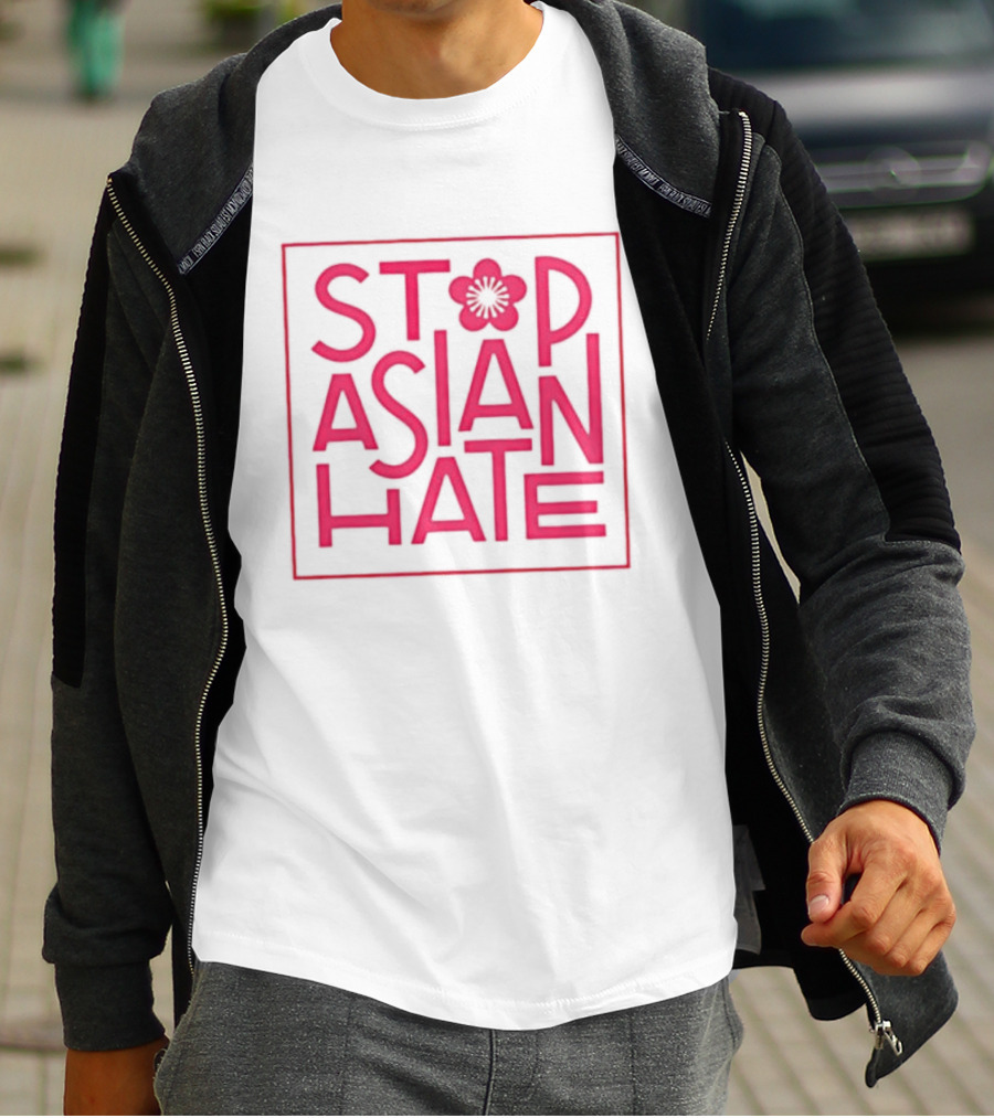 Stop Asian Hate Pink Blossom Flower Protest Activism T-Shirt