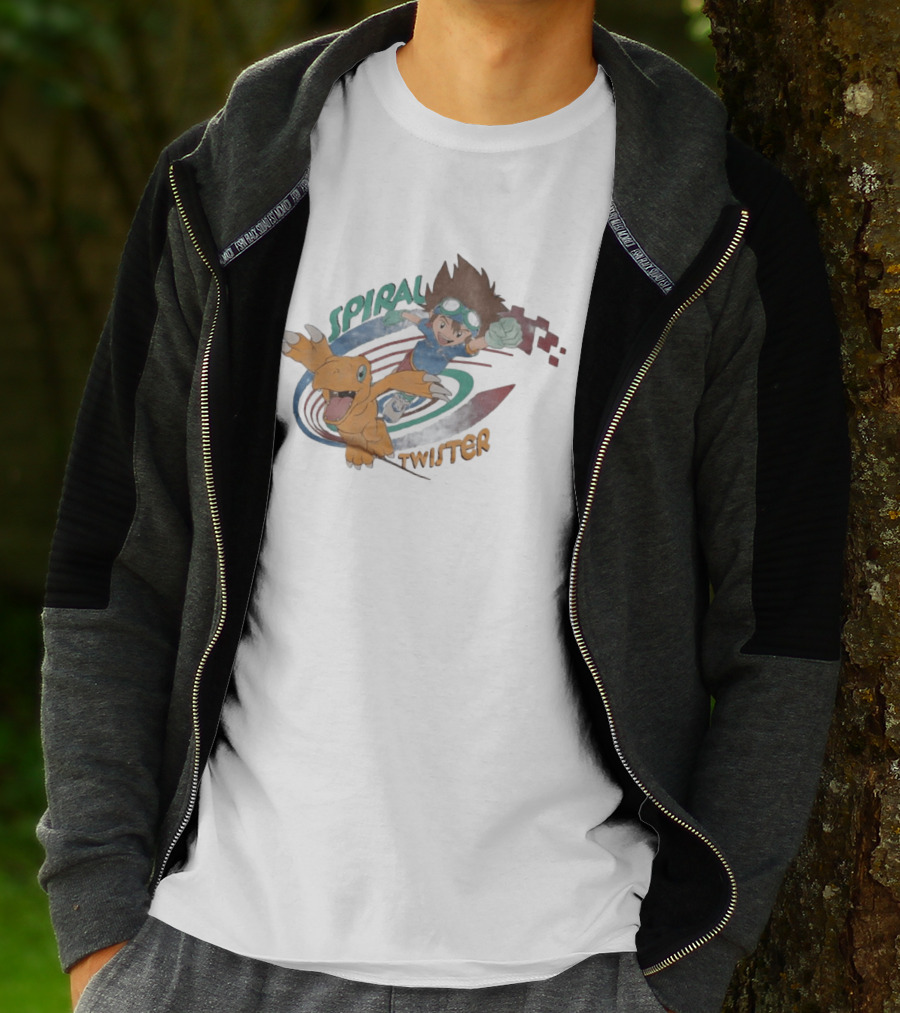 Spiral Twister Digimon Adventure Character Agumon And Taichi Anime Fan Favorite T-Shirt