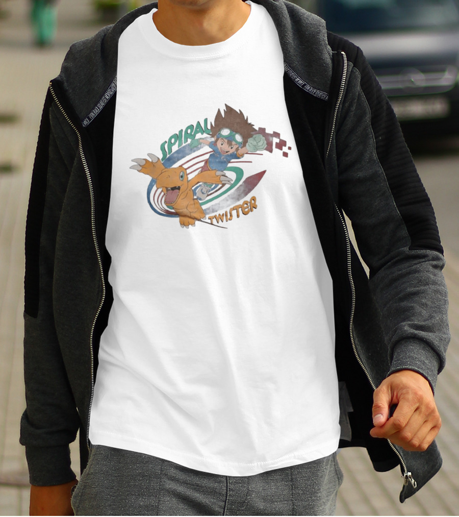 Spiral Twister Digimon Adventure Character Agumon And Taichi Anime Fan Favorite T-Shirt