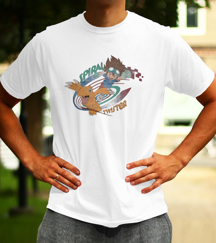 Spiral Twister Digimon Adventure Character Agumon And Taichi Anime Fan Favorite T-Shirt