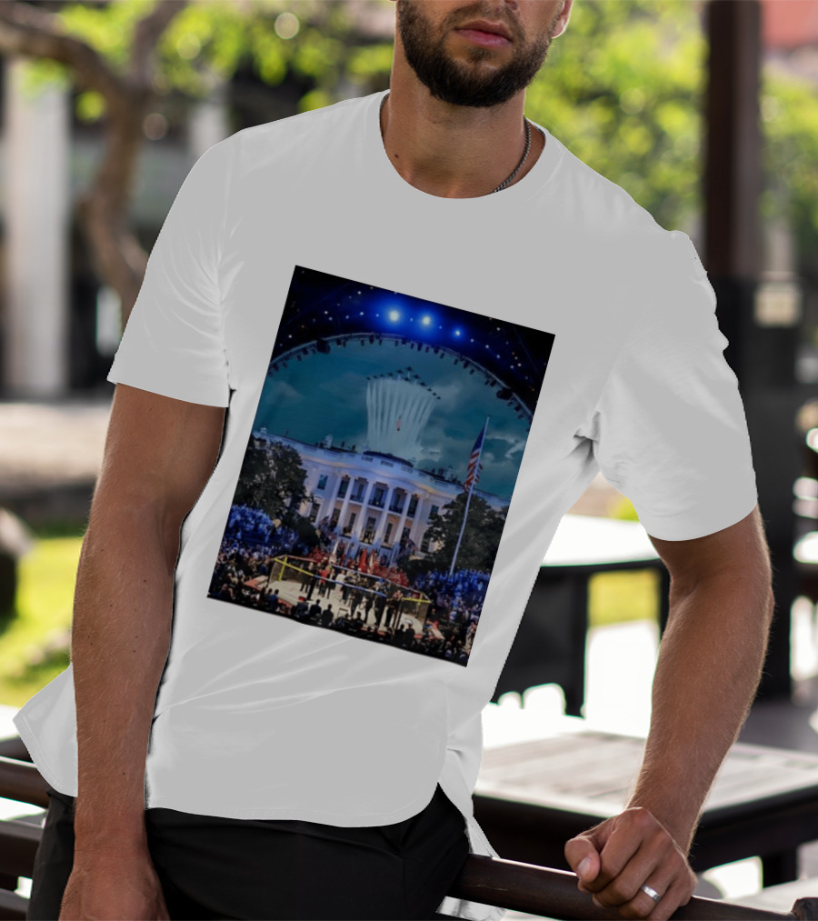 White House MMA Octagon Event Flyover American Flag Patriotic Display T-Shirt