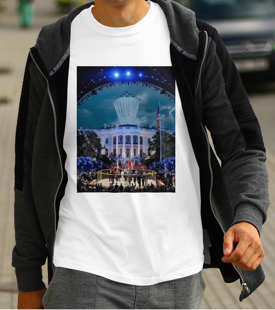 White House MMA Octagon Event Flyover American Flag Patriotic Display T-Shirt