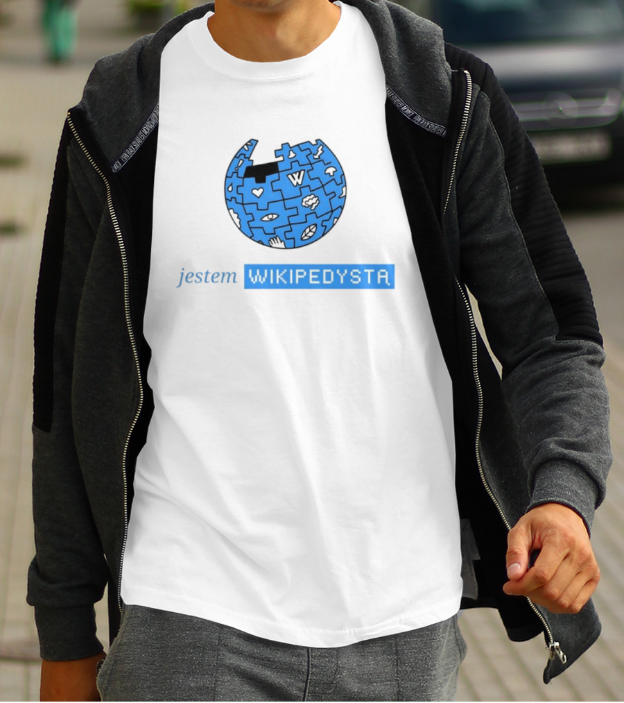 Jestem Wikipedysta Puzzle Globe Icon Eyes And Clouds T-Shirt