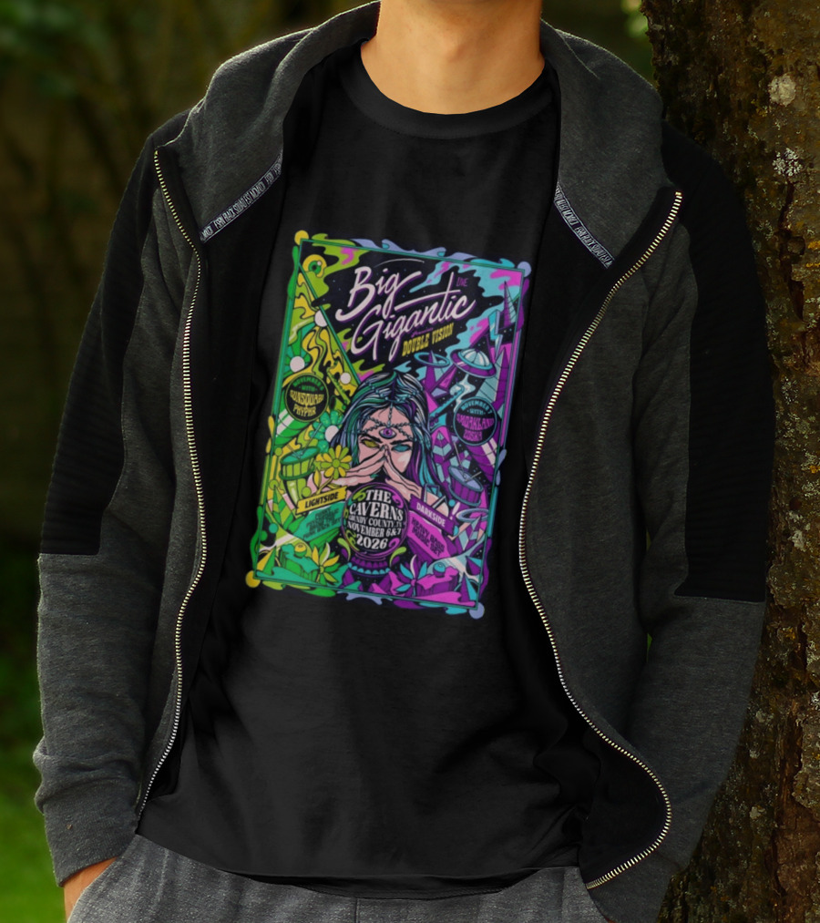 Big Gigantic Double Vision Live Nov 6 7 2026 The Caverns Pelham TN Sunsquabi Phyphr Smokeland Zoska T-Shirt