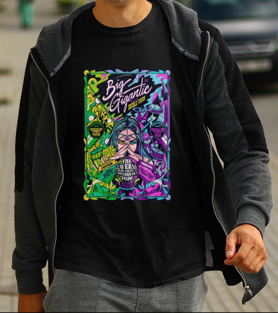 Big Gigantic Double Vision Live Nov 6 7 2026 The Caverns Pelham TN Sunsquabi Phyphr Smokeland Zoska T-Shirt