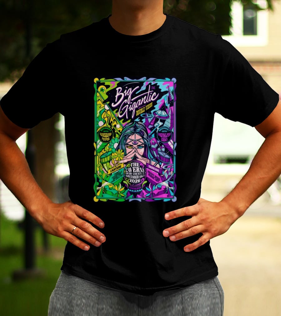 Big Gigantic Double Vision Live Nov 6 7 2026 The Caverns Pelham TN Sunsquabi Phyphr Smokeland Zoska T-Shirt