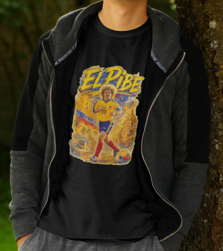 Carlos Valderrama El Pibe Colombia Football Legend Iconic Yellow Jersey T-Shirt