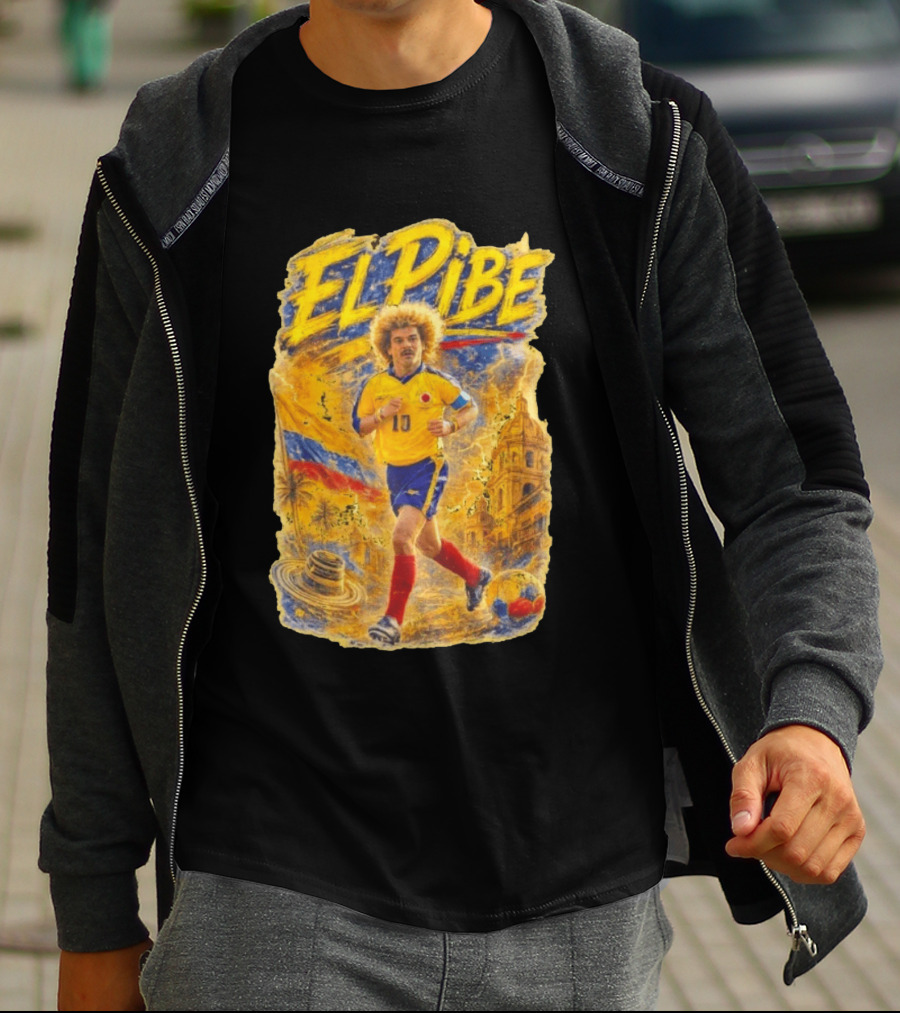 Carlos Valderrama El Pibe Colombia Football Legend Iconic Yellow Jersey T-Shirt
