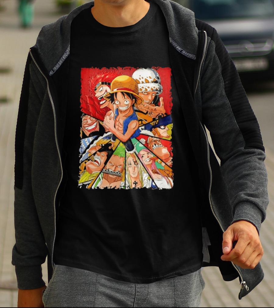 One Piece Luffy Kid Law Blackbeard Zoro Hawkins Drake Apoo Killer Bonney Ensemble T-Shirt