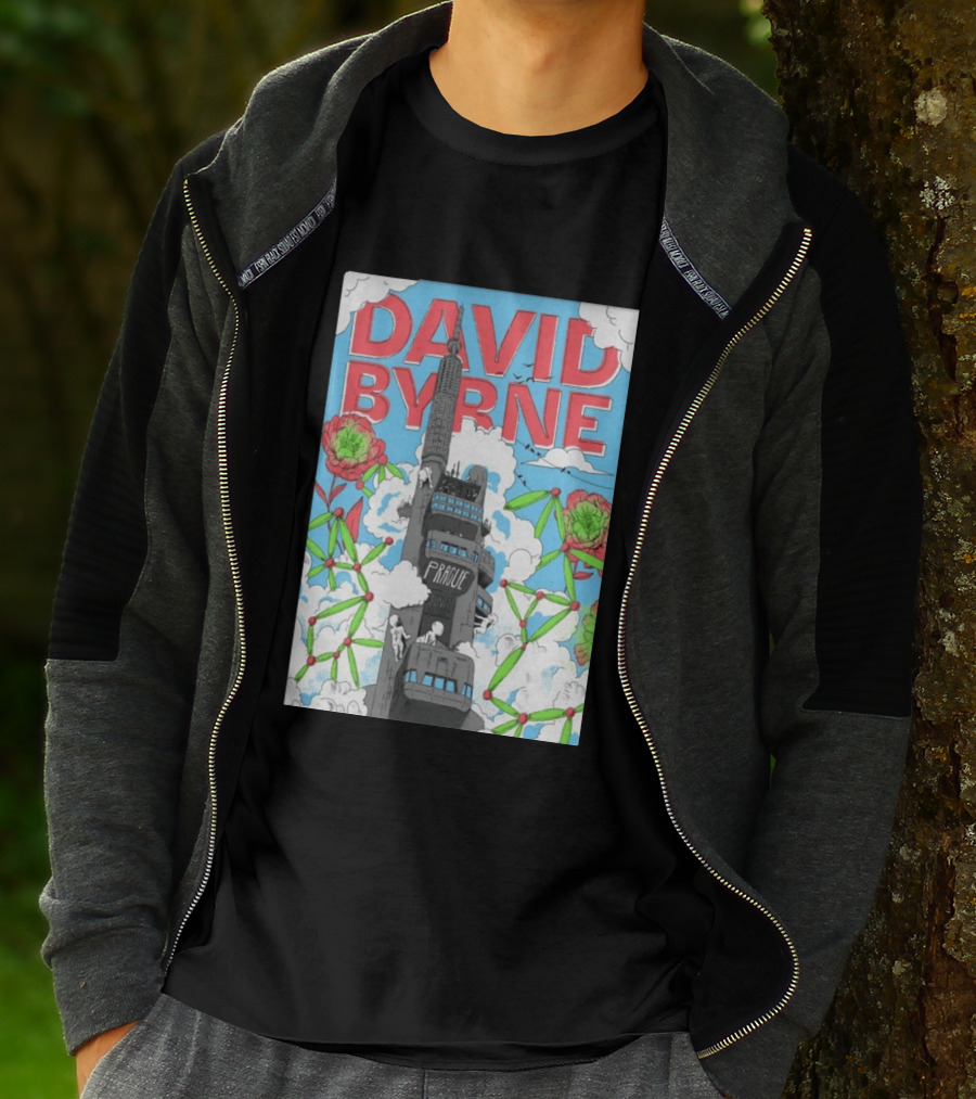 David Byrne Prague June 17 2026 Tour Psychedelic Cityscape T-Shirt