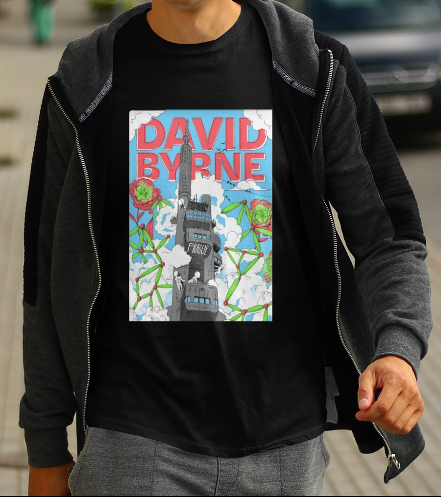 David Byrne Prague June 17 2026 Tour Psychedelic Cityscape T-Shirt