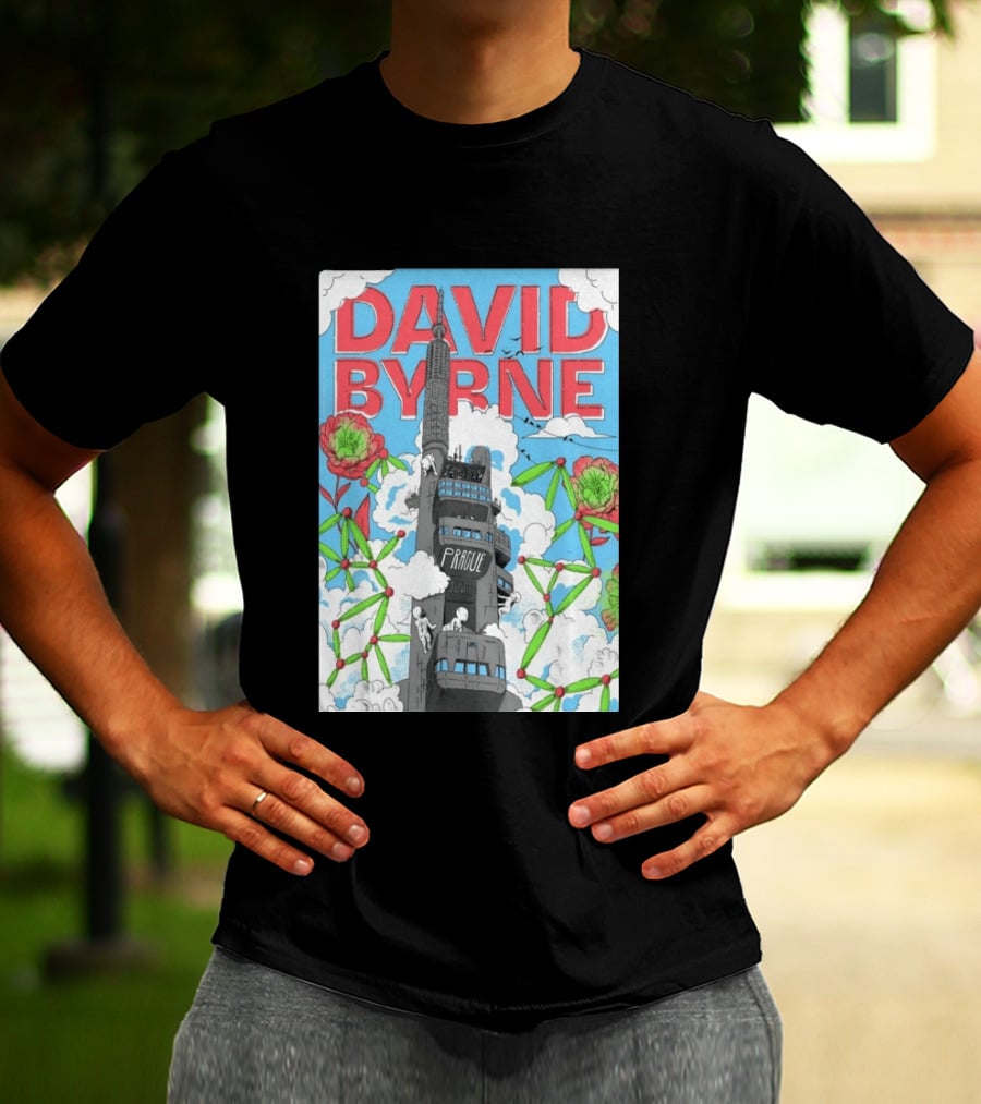David Byrne Prague June 17 2026 Tour Psychedelic Cityscape T-Shirt