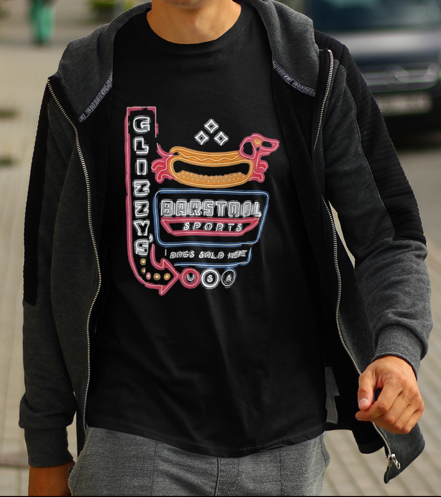 Glizzy Barstool Sports Dog Sold Here Neon USA T-Shirt