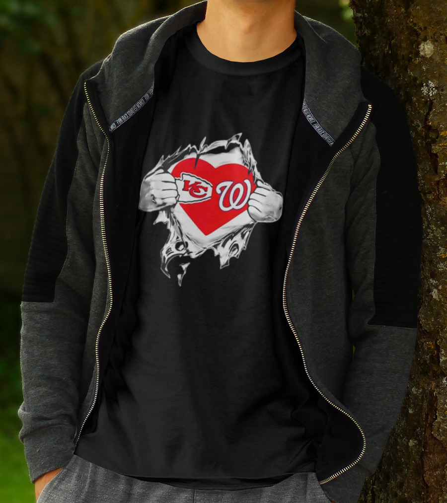 Sport KC Chiefs Washington Nationals Heart Reveal T-Shirt