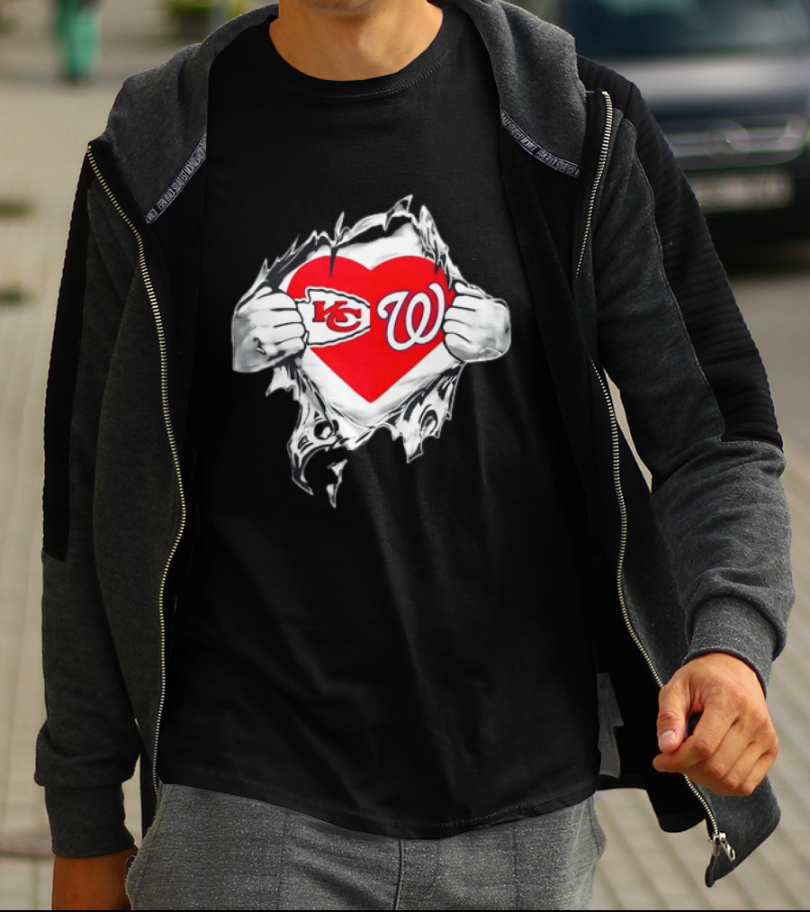 Sport KC Chiefs Washington Nationals Heart Reveal T-Shirt