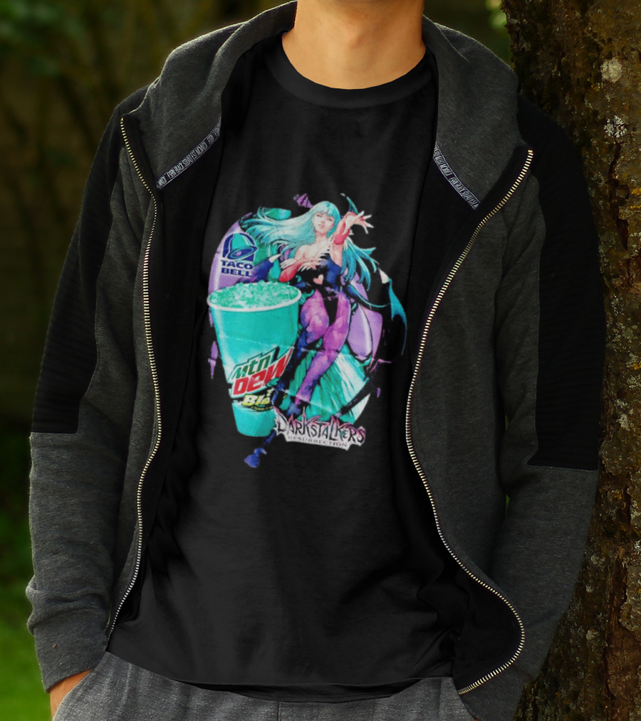 Morrigan Aensland Darkstalkers Taco Bell Mountain Dew Baja Blast Resurrection T-Shirt