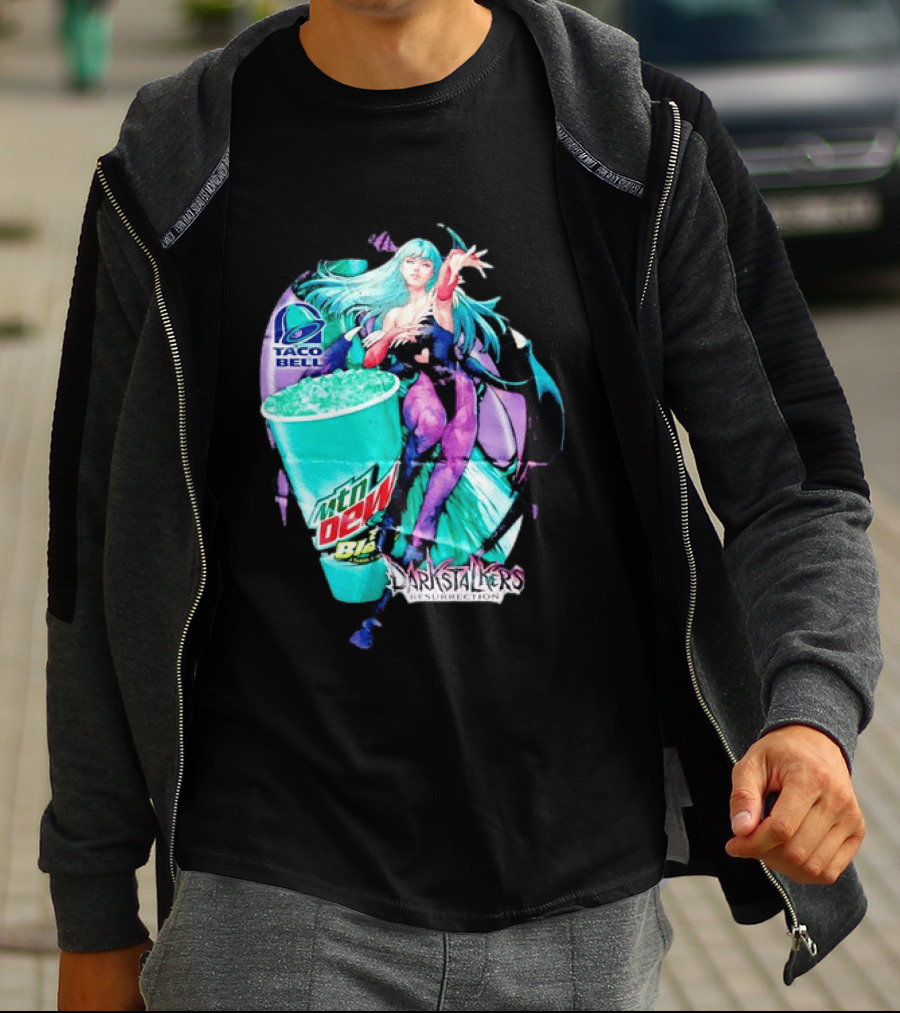 Morrigan Aensland Darkstalkers Taco Bell Mountain Dew Baja Blast Resurrection T-Shirt