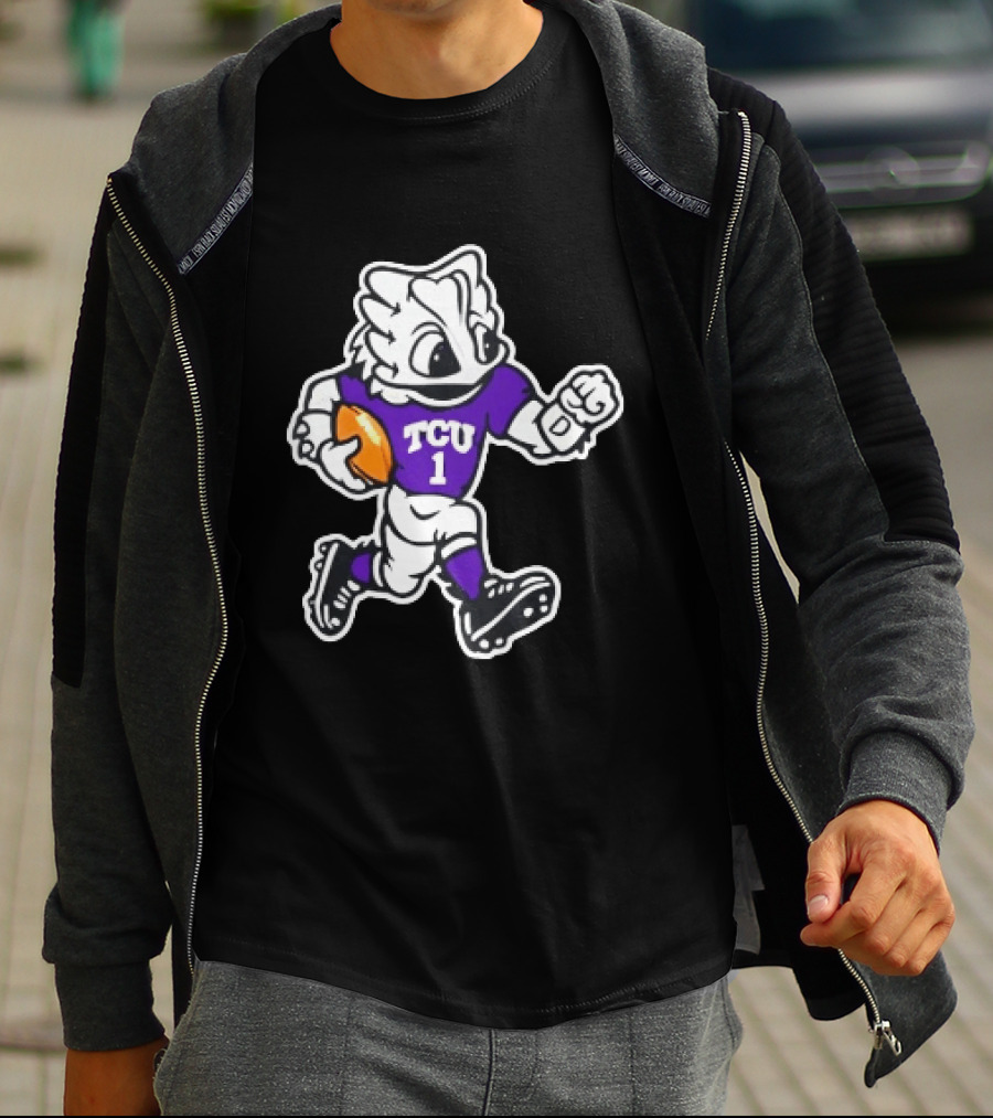 TCU Horned Frog Mascot Running Football TCU 1 Fan Gear T-Shirt