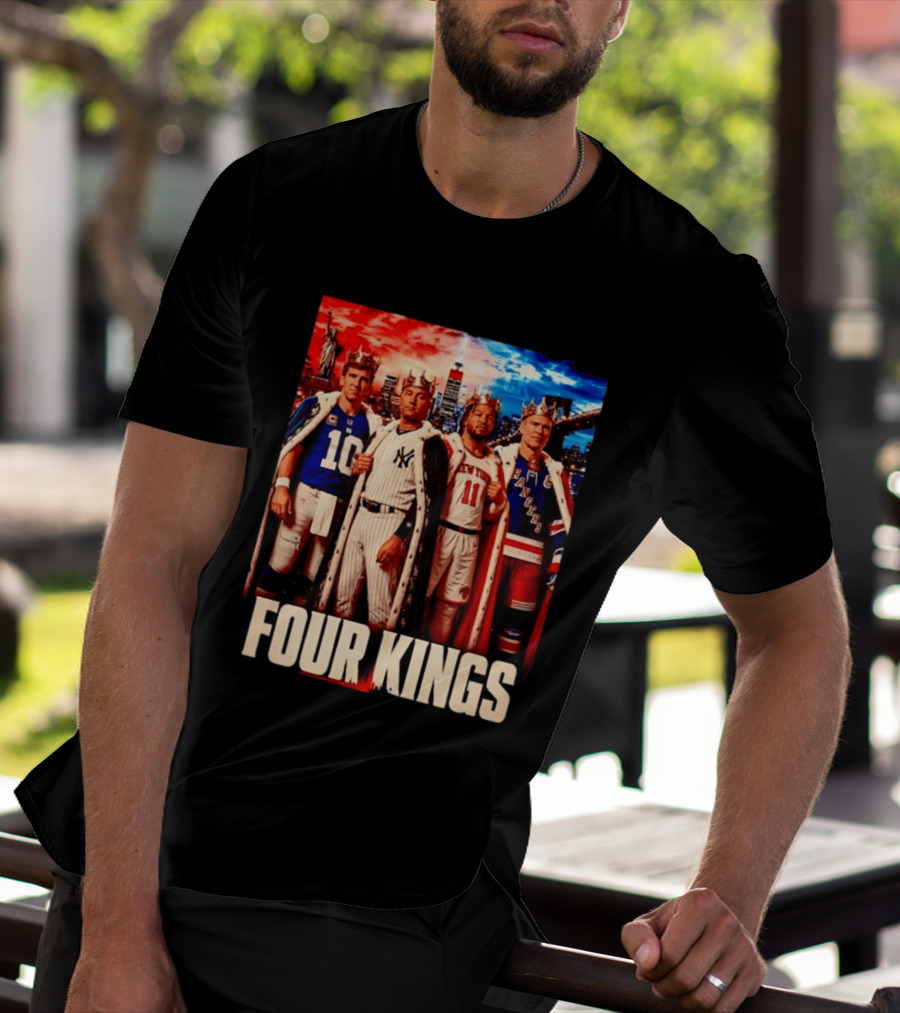 Four Kings New York Giants Yankees Knicks Rangers T-Shirt