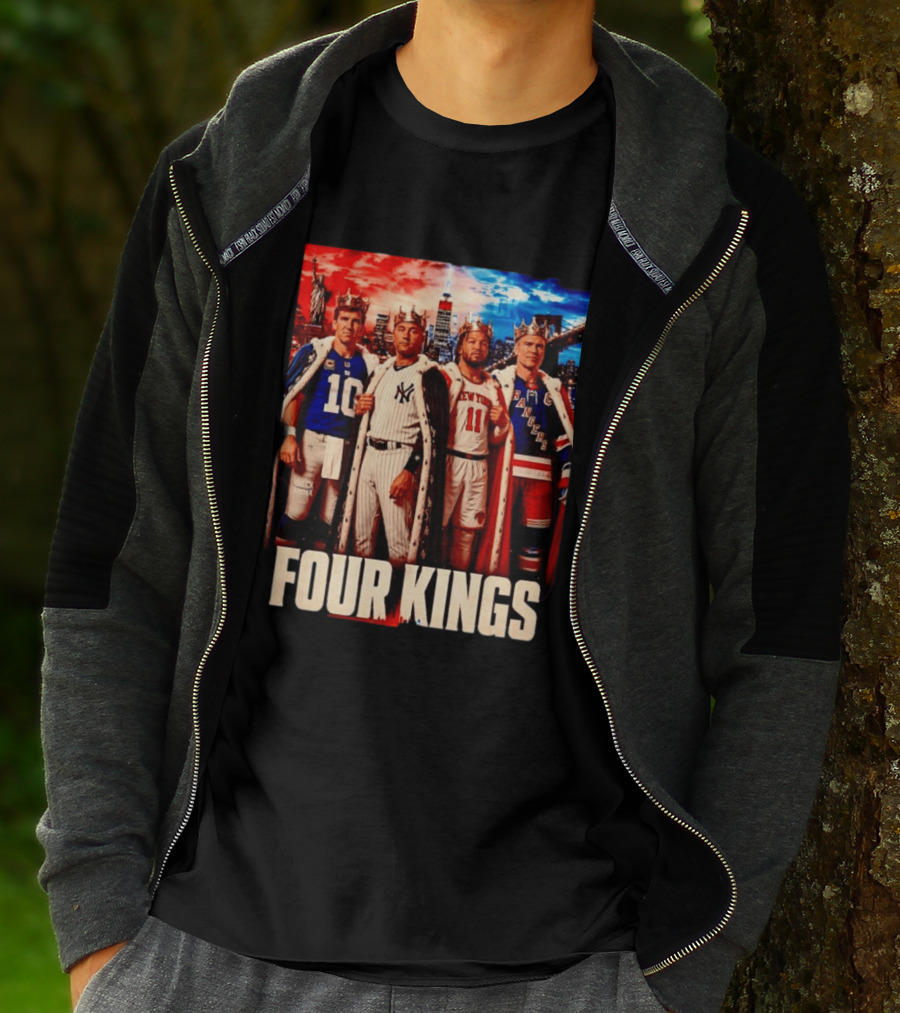 Four Kings New York Giants Yankees Knicks Rangers T-Shirt