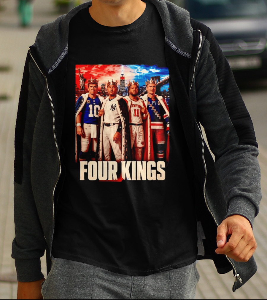 Four Kings New York Giants Yankees Knicks Rangers T-Shirt