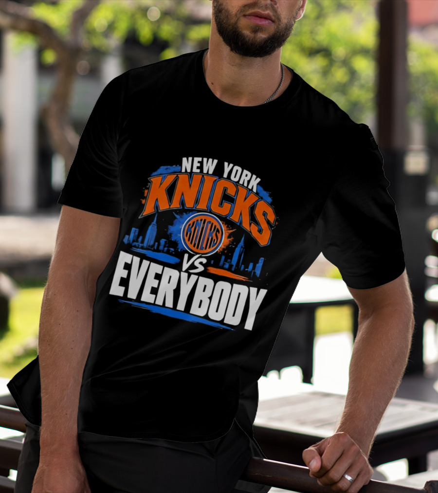 New York Knicks Vs Everybody Skyline Urban Hoops T-Shirt