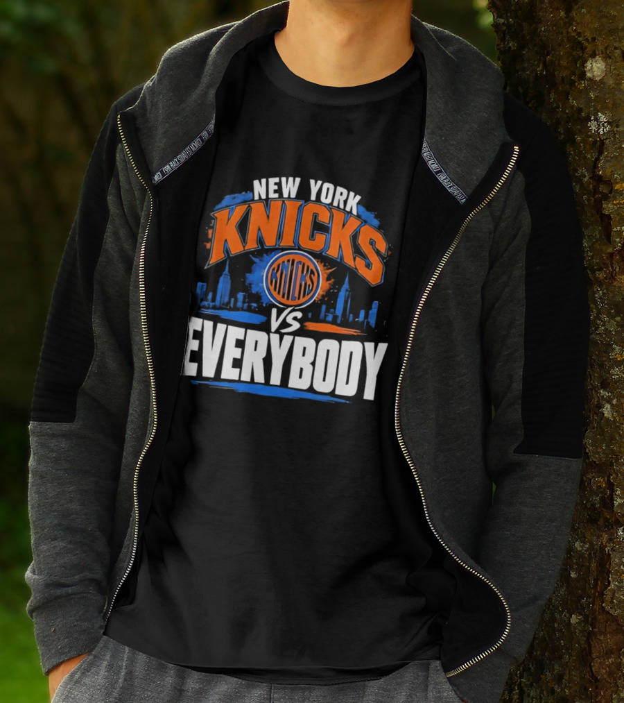 New York Knicks Vs Everybody Skyline Urban Hoops T-Shirt