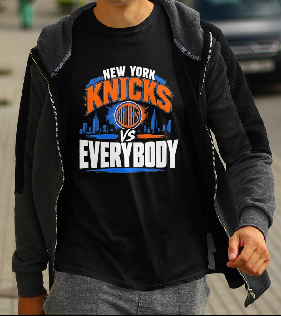 New York Knicks Vs Everybody Skyline Urban Hoops T-Shirt