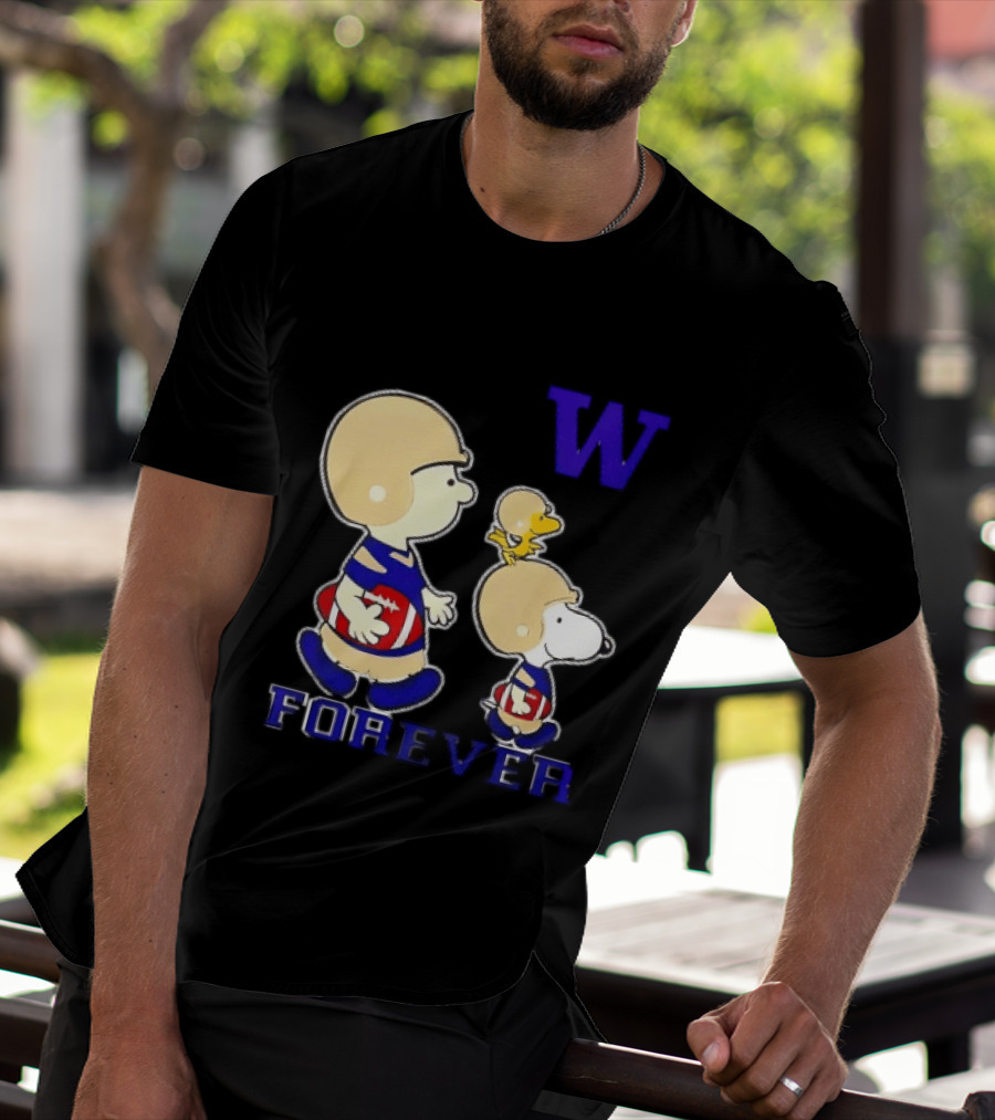 Peanuts Characters Football Players Washington Huskies W Forever T-Shirt