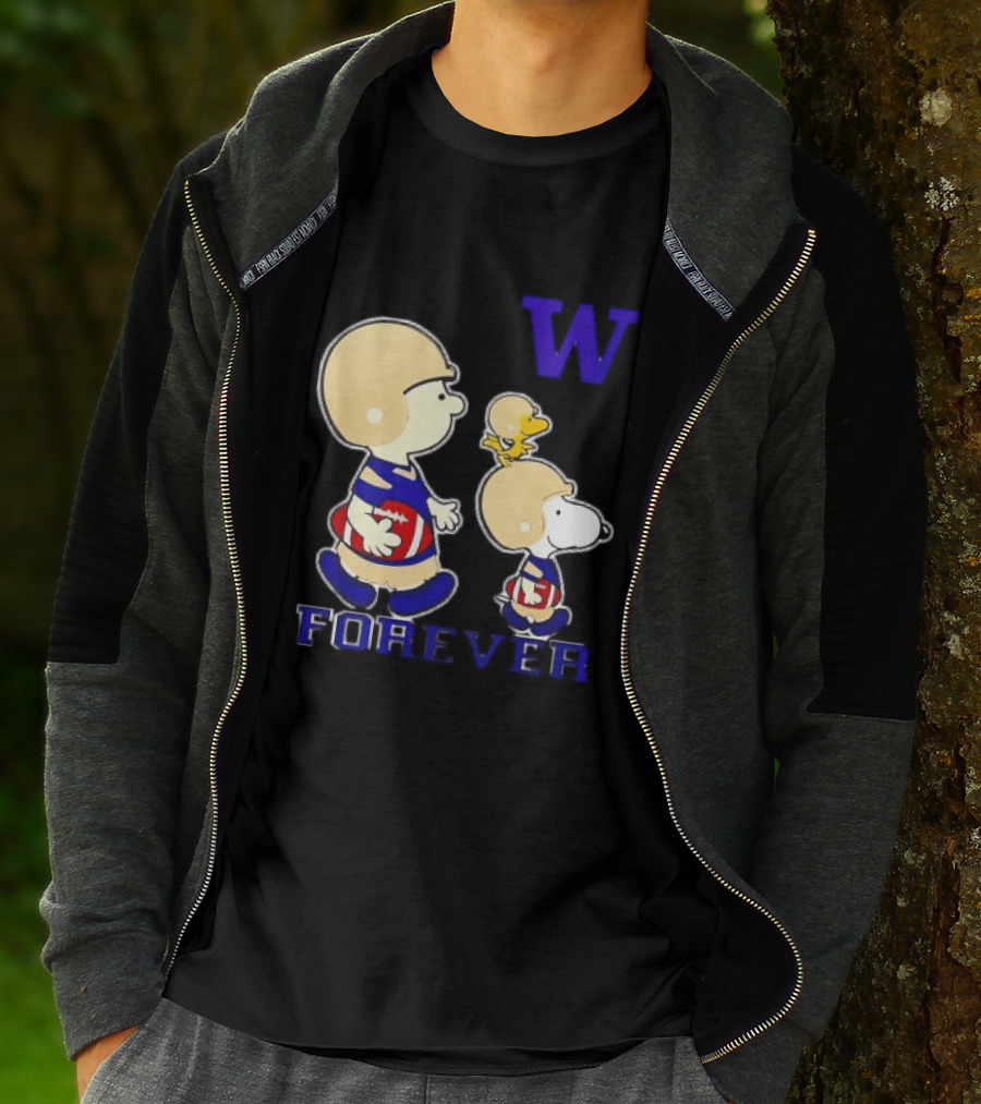 Peanuts Characters Football Players Washington Huskies W Forever T-Shirt
