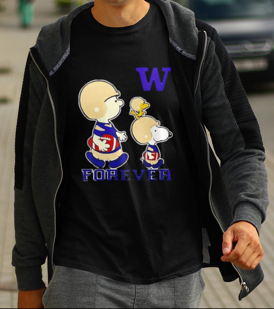 Peanuts Characters Football Players Washington Huskies W Forever T-Shirt
