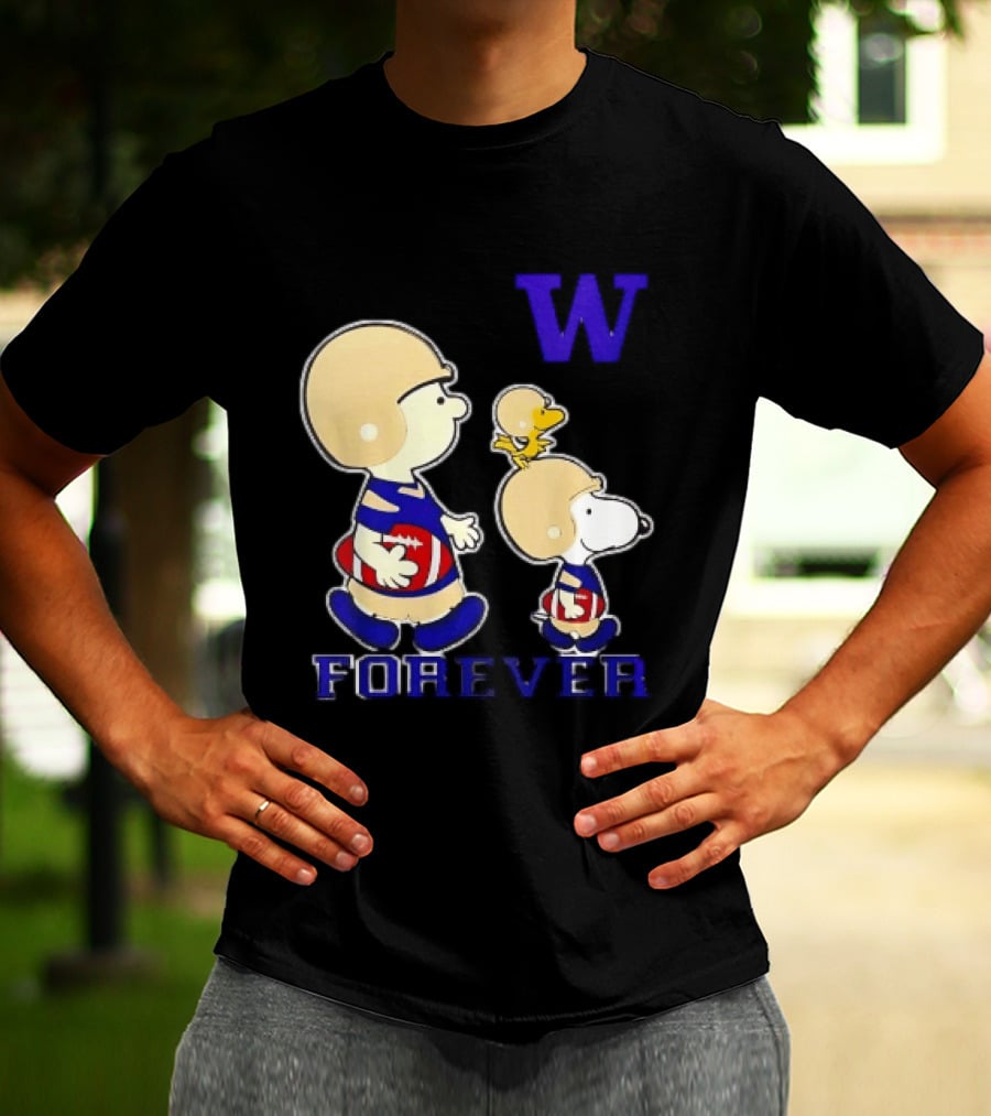 Peanuts Characters Football Players Washington Huskies W Forever T-Shirt