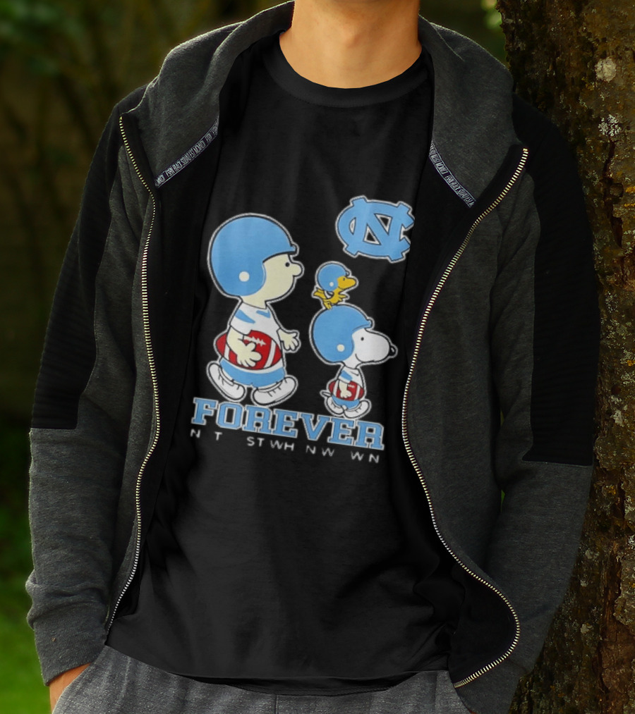 UNC Tar Heels Snoopy Charlie Brown Football Forever T-Shirt
