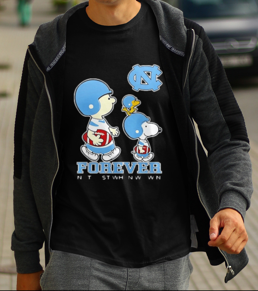 UNC Tar Heels Snoopy Charlie Brown Football Forever T-Shirt