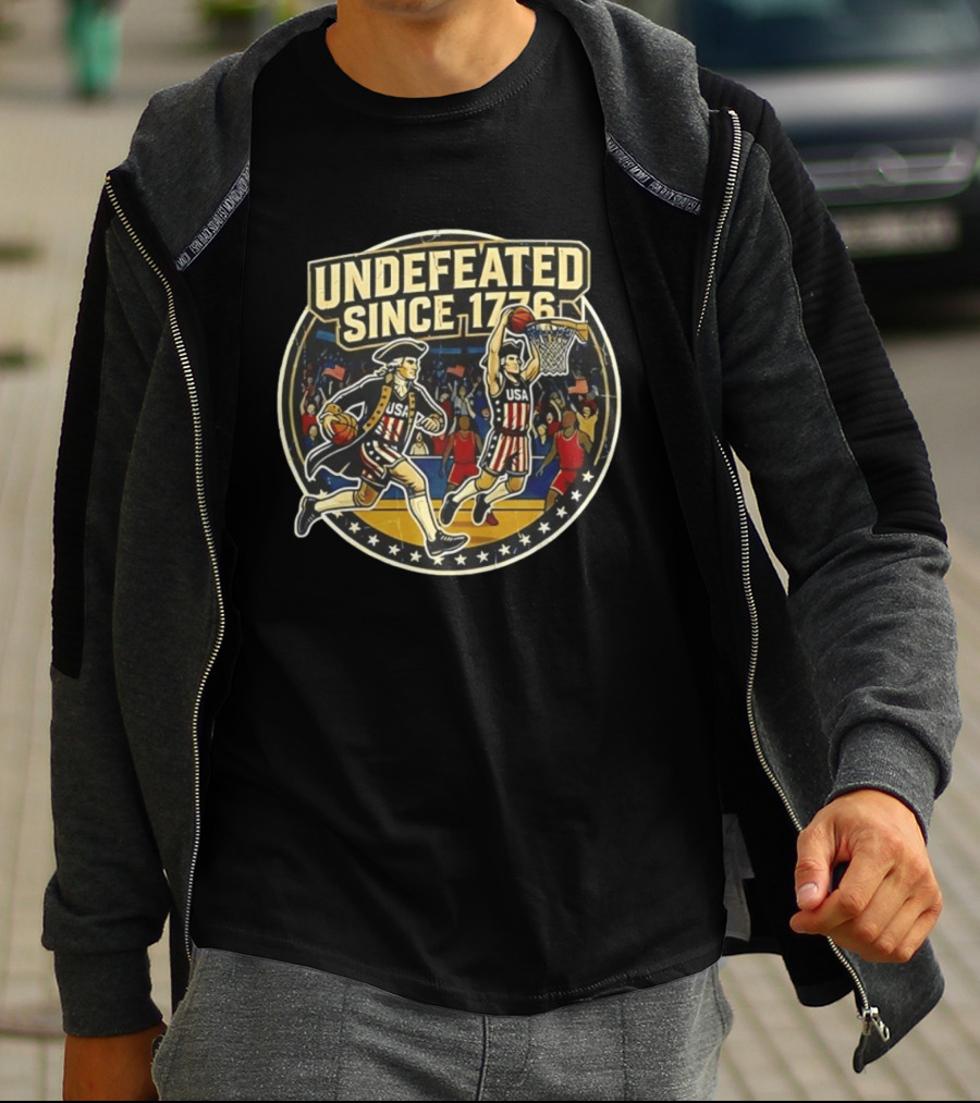 Undefeated Since 1776 USA Basketball Patriotic Celebration T-Shirt