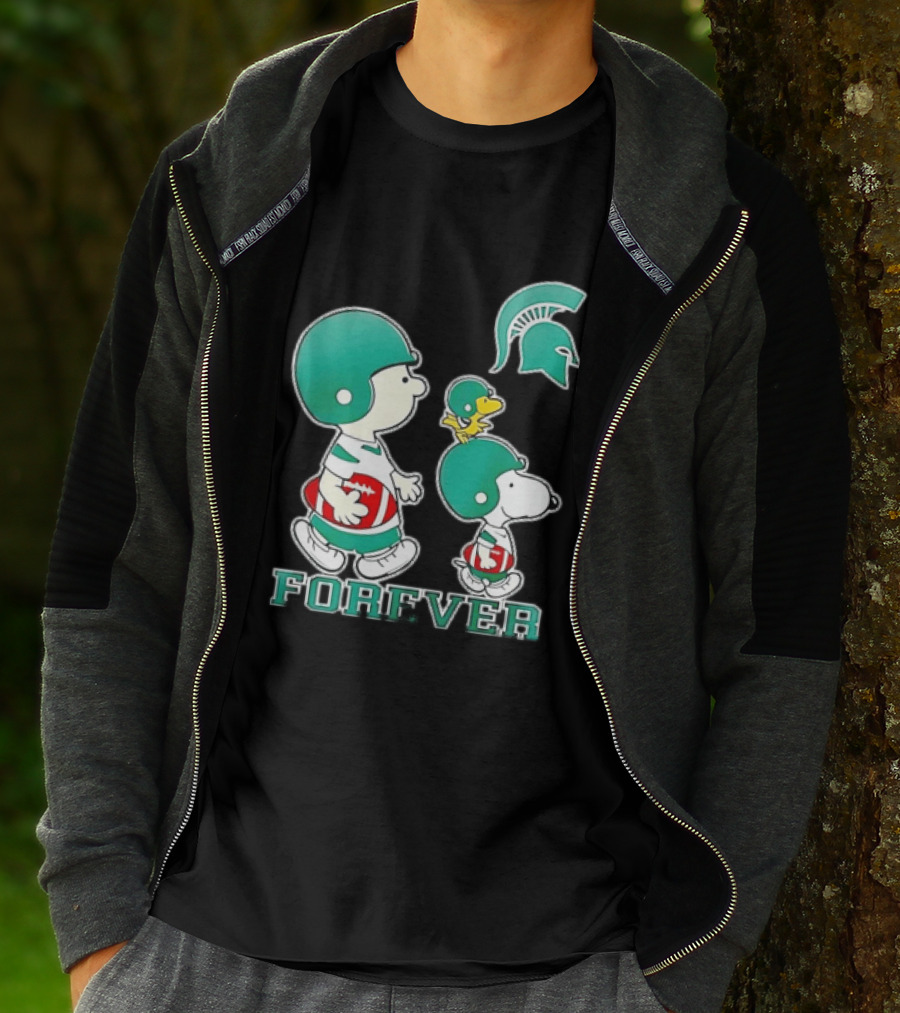 Peanuts Woodstock Charlie Brown Snoopy Michigan State Spartans Forever T-Shirt