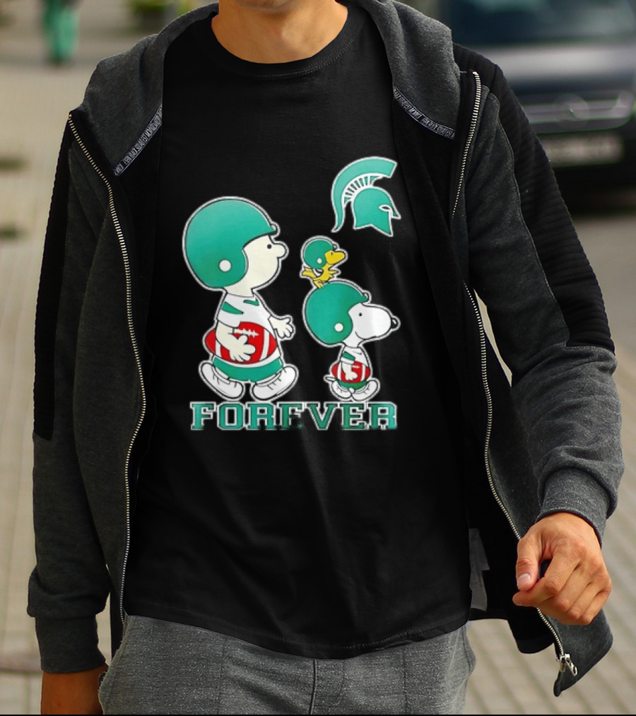 Peanuts Woodstock Charlie Brown Snoopy Michigan State Spartans Forever T-Shirt