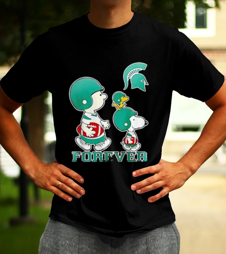 Peanuts Woodstock Charlie Brown Snoopy Michigan State Spartans Forever T-Shirt