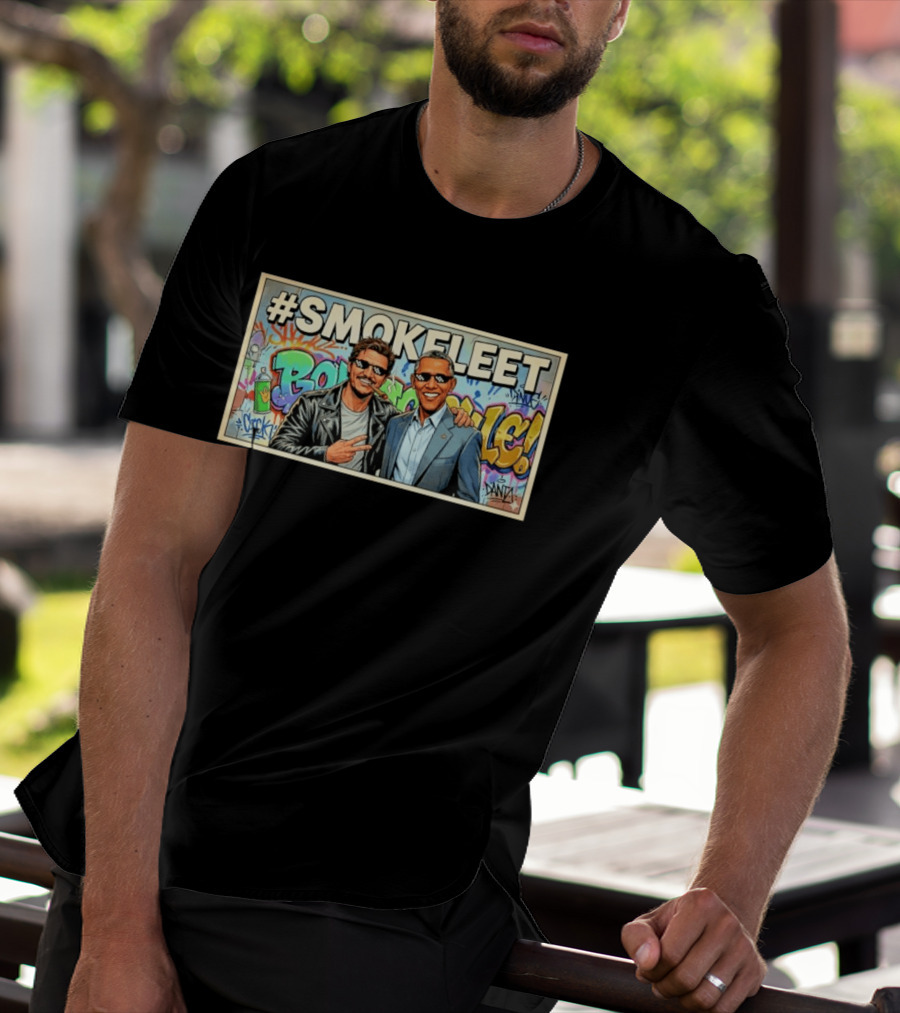 #SMOKEFLEET Pedro Pascal Barack Obama Graffiti T-Shirt