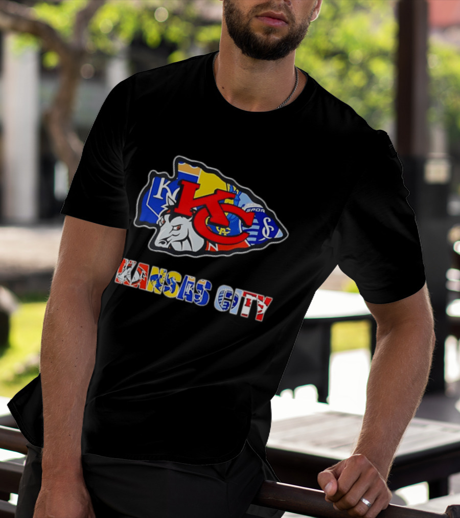 Kansas City Chiefs Royals Sporting KC Collage Arrowhead Sports Team T-Shirt