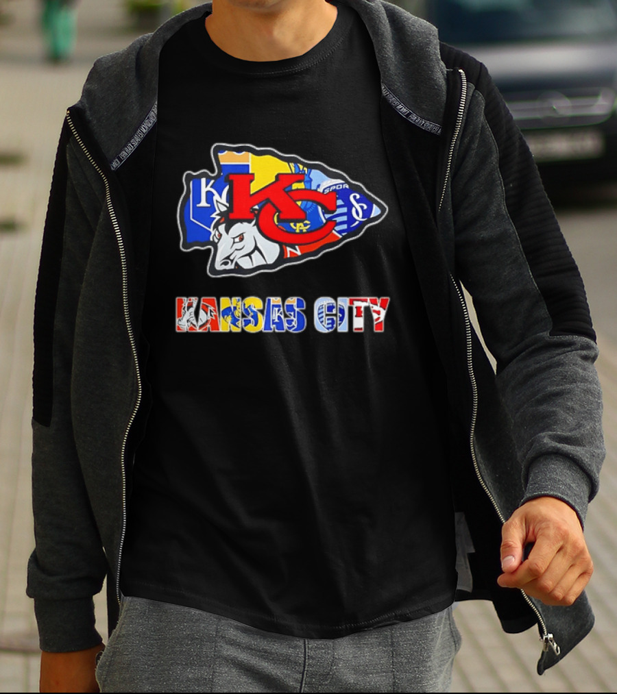 Kansas City Chiefs Royals Sporting KC Collage Arrowhead Sports Team T-Shirt