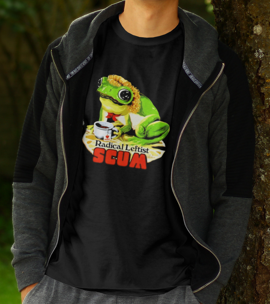 Radical Leftist Scum Frog Holding Cup And Cigar T-Shirt