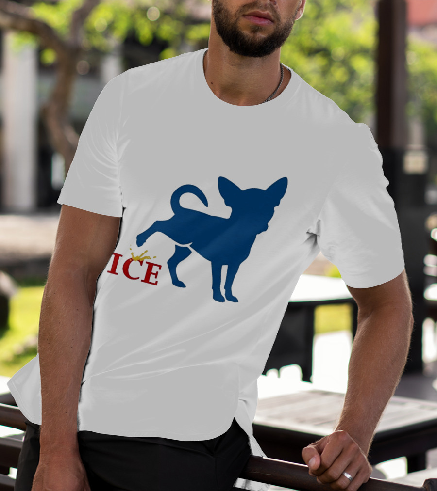 Chihuahua Urinating On ICE Text Representation T-Shirt