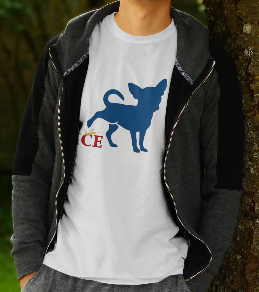 Chihuahua Urinating On ICE Text Representation T-Shirt