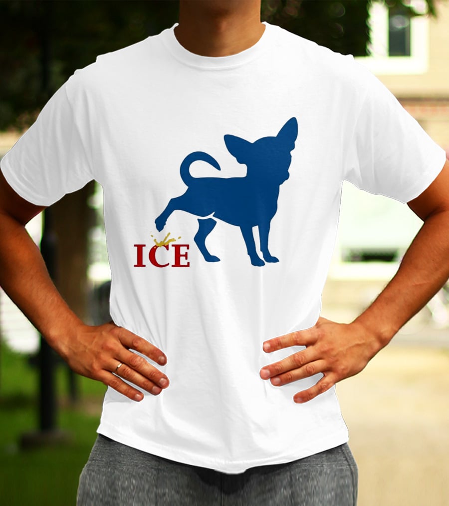 Chihuahua Urinating On ICE Text Representation T-Shirt