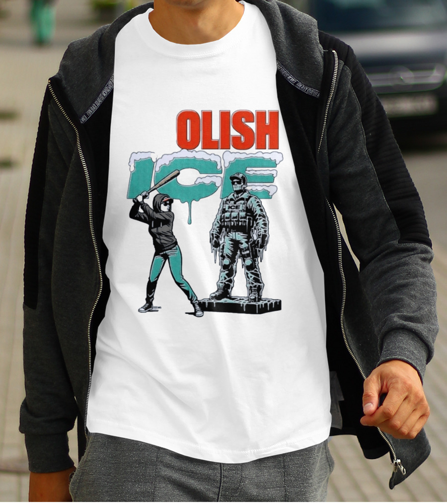 Krime Olish ICE Woman With Baseball Bat Smashing Statue T-Shirt