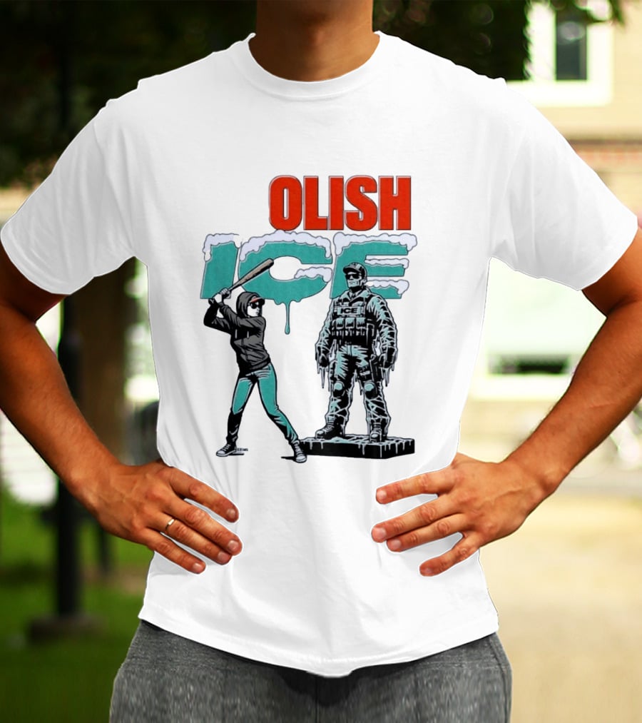 Krime Olish ICE Woman With Baseball Bat Smashing Statue T-Shirt
