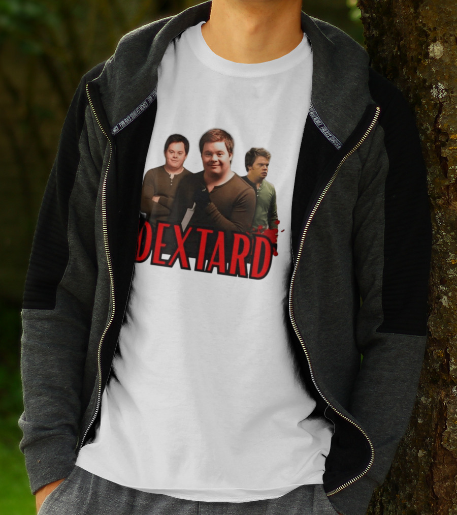 Dextard Meme Parody With Triple Character Image And Red T-Shirt